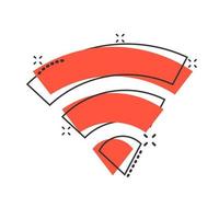 Wifi internet icon in comic style. Wi-fi wireless technology vector cartoon illustration pictogram. Network wifi business concept splash effect.