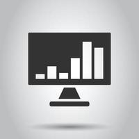 Website analytics icon in flat style. SEO data vector illustration on white isolated background. Computer diagram business concept.