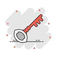 icono de llave en estilo cómico. pictograma de ilustración de dibujos animados de vector de inicio de sesión de acceso. efecto de salpicadura de concepto de negocio clave de contraseña.