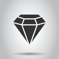 Diamond gem icon in flat style. Gemstone vector illustration on white isolated background. Jewelry brilliant business concept.