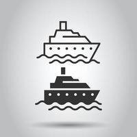 icono de barco de turismo en estilo plano. Ilustración de vector de barco de pesca sobre fondo blanco aislado. concepto de negocio de destino de petrolero.