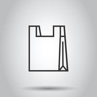 icono de bolsa de compras en estilo plano. Ilustración de vector de signo de bolso sobre fondo blanco aislado. concepto de negocio de paquete.