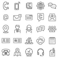 Contact icon set in flat style. Phone communication vector illustration on white isolated background. Website equipment business concept.