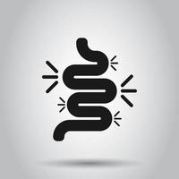 Gut constipation icon in flat style. Colitis vector illustration on isolated background. Stomach business concept.