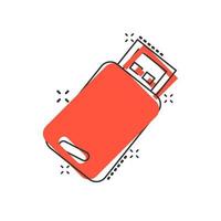 icono de unidad usb en estilo cómico. ilustración de dibujos animados de vector de disco flash sobre fondo blanco aislado. concepto de negocio de efecto de salpicadura de memoria digital.