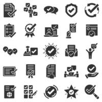 Approve icon set in flat style. Check mark vector illustration on white isolated background. Tick accepted business concept.