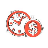 Vector cartoon business and finance management icon in comic style. Time is money concept illustration pictogram. Financial strategy business splash effect concept.