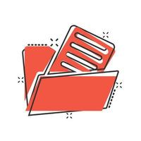 File folder icon in comic style. Documents archive cartoon vector illustration on isolated background. Storage splash effect business concept.