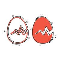 Egg icon in comic style. Breakfast cartoon vector illustration on white isolated background. Eggshell splash effect business concept.