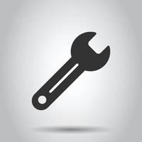 Wrench icon in flat style. Spanner key vector illustration on white isolated background. Repair equipment business concept.