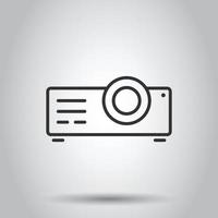 icono de signo de proyector de video en estilo plano. Ilustración de vector de dispositivo de presentación de cine sobre fondo blanco aislado. concepto de negocio de conferencias.