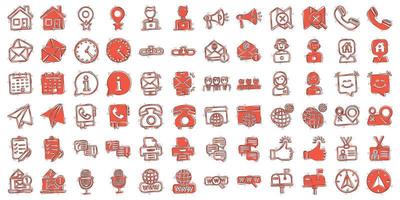 Contact us icon set in comic style. Mobile communication cartoon vector illustration on white isolated background. Phone call splash effect business concept.