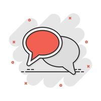 Vector cartoon speech bubble icon in comic style. Discussion dialog concept illustration pictogram. Talk bubble business splash effect concept.