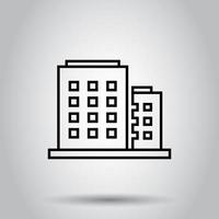 Office building sign icon in flat style. Apartment vector illustration on isolated background. Architecture business concept.