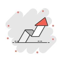 Vector cartoon arrow up icon in comic style. Forward arrow sign illustration pictogram. Cursor business splash effect concept.