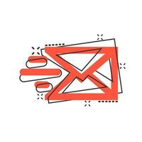 Mail envelope icon in comic style. Email message vector cartoon illustration pictogram. Mailbox e-mail business concept splash effect.