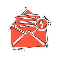 Mail envelope icon in comic style. Email message vector cartoon illustration pictogram. Mailbox e-mail business concept splash effect.