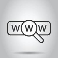 Global search icon in flat style. Website address vector illustration on white isolated background. WWW network business concept.