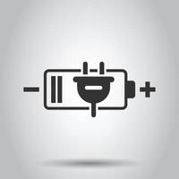 Battery charge icon in flat style. Power level vector illustration on white isolated background. Lithium accumulator business concept.