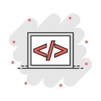 icono de fuente abierta de dibujos animados vectoriales en estilo cómico. pictograma de ilustración del concepto de programación api. concepto de efecto de salpicadura de negocio de tecnología de programador. vector