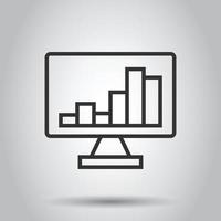 Website analytics icon in flat style. SEO data vector illustration on white isolated background. Computer diagram business concept.
