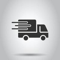 Delivery truck icon in flat style. Van vector illustration on white isolated background. Cargo car business concept.