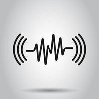 Sound wave icon in flat style. Heart beat vector illustration on isolated background. Pulse rhythm business concept.