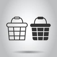 Add to cart icon in flat style. Shopping vector illustration on white isolated background. Basket business concept.