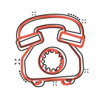 Mobile phone icon in comic style. Telephone talk cartoon vector illustration on white isolated background. Hotline contact splash effect business concept.