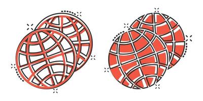 Earth planet icon in comic style. Globe geographic cartoon vector illustration on white isolated background. Global communication splash effect business concept.