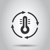 Thermometer climate control icon in flat style. Meteorology balance vector illustration on white isolated background. Hot, cold temperature business concept.