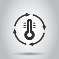 Thermometer climate control icon in flat style. Meteorology balance vector illustration on white isolated background. Hot, cold temperature business concept.