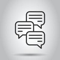Speak chat sign icon in flat style. Speech bubbles vector illustration on white isolated background. Team discussion button business concept.