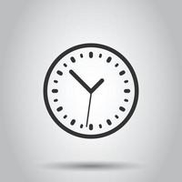 Clock icon in flat style. Watch vector illustration on white isolated background. Timer business concept.