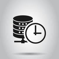 Data center icon in flat style. Clock vector illustration on isolated background. Watch business concept.