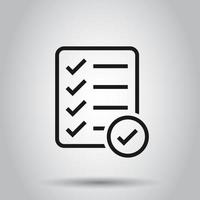 Checklist document sign icon in flat style. Survey vector illustration on isolated background. Check mark banner business concept.