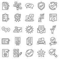 Approve icon set in flat style. Check mark vector illustration on white isolated background. Tick accepted business concept.