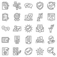 Approve icon set in flat style. Check mark vector illustration on white isolated background. Tick accepted business concept.