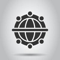 Earth planet icon in flat style. Globe geographic vector illustration on white isolated background. Global communication business concept.