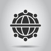 Earth planet icon in flat style. Globe geographic vector illustration on white isolated background. Global communication business concept.