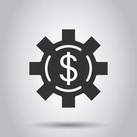 Money revenue icon in flat style. Dollar coin vector illustration on white isolated background. Finance structure business concept.
