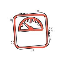 Scale icon in comic style. Balance cartoon vector illustration on white isolated background. Comparison splash effect business concept.