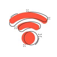 Wifi internet icon in comic style. Wi-fi wireless technology vector cartoon illustration pictogram. Network wifi business concept splash effect.