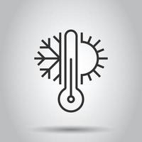 Climate control icon in flat style. Snowflake with sun vector illustration on white isolated background. Weather thermometer business concept.