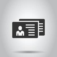 Resume icon in flat style. Contract document vector illustration on white isolated background. Paper notepad business concept.
