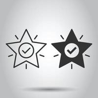 Check mark with star icon in flat style. Add to favorite vector illustration on white isolated background. Bookmark business concept.