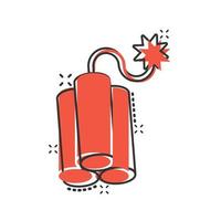 Bomb icon in comic style. Dynamite cartoon vector illustration on white isolated background. C4 tnt splash effect business concept.