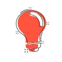 Light bulb icon in comic style. Lightbulb vector cartoon illustration pictogram. Lamp idea business concept splash effect.