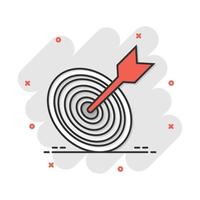 Vector cartoon target aim icon in comic style. Darts game sign illustration pictogram. Success business splash effect concept.