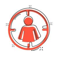 Target audience icon in comic style. Focus on people vector cartoon illustration pictogram. Human resources business concept splash effect.